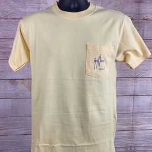 NWT Guy Harvey Swordfish Tee Shirt Front Pocket Yellow Men’s Small